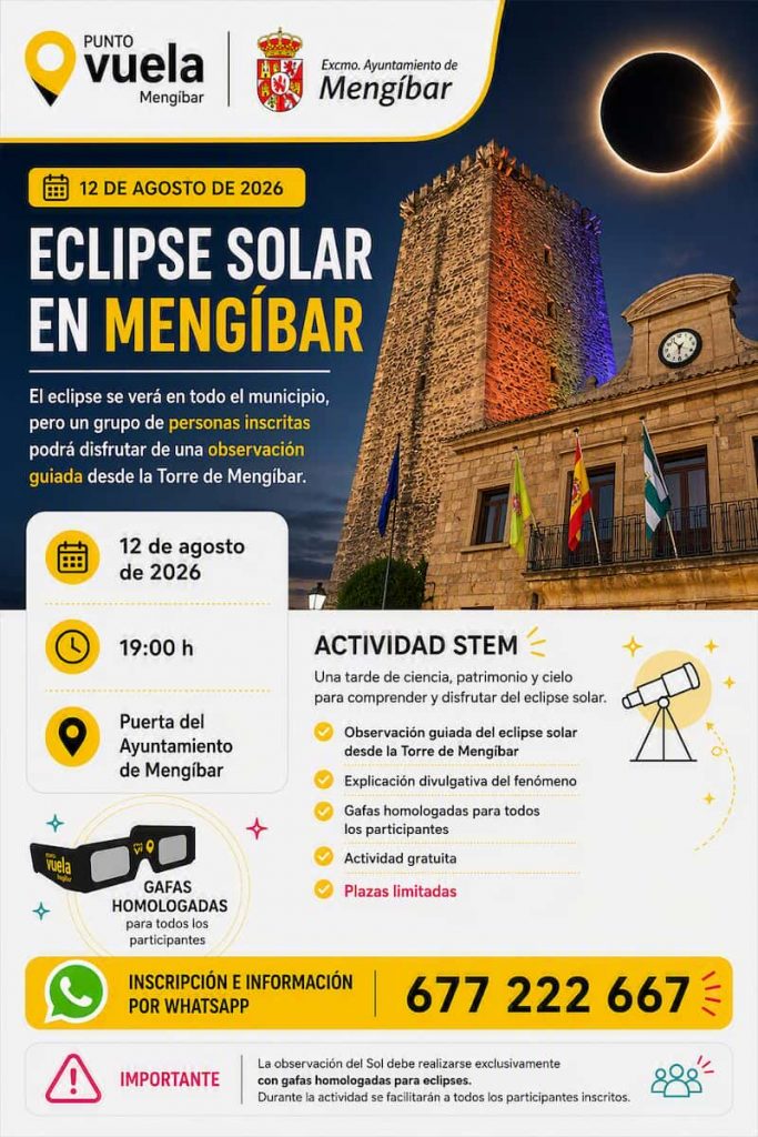 Vive el eclipse Solar de 2026 con Punto Vuela Mengíbar