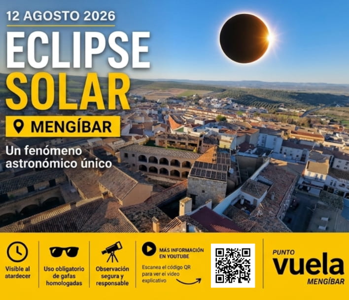 Vista panorámica de Mengíbar durante la promoción del Eclipse Solar del 12 de agosto de 2026.